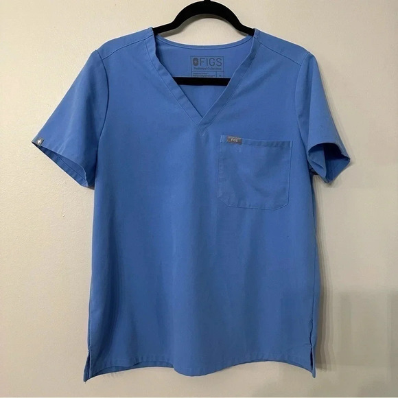 FIGS Technical Collection Catarina One Pocket V-Neck Scrub Top Blue Size M GUC - Picture 2 of 10